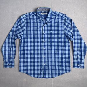 Tommy Bahama Casual Button Front Shirt Men Large Newport Coast‎ Blue Plaid